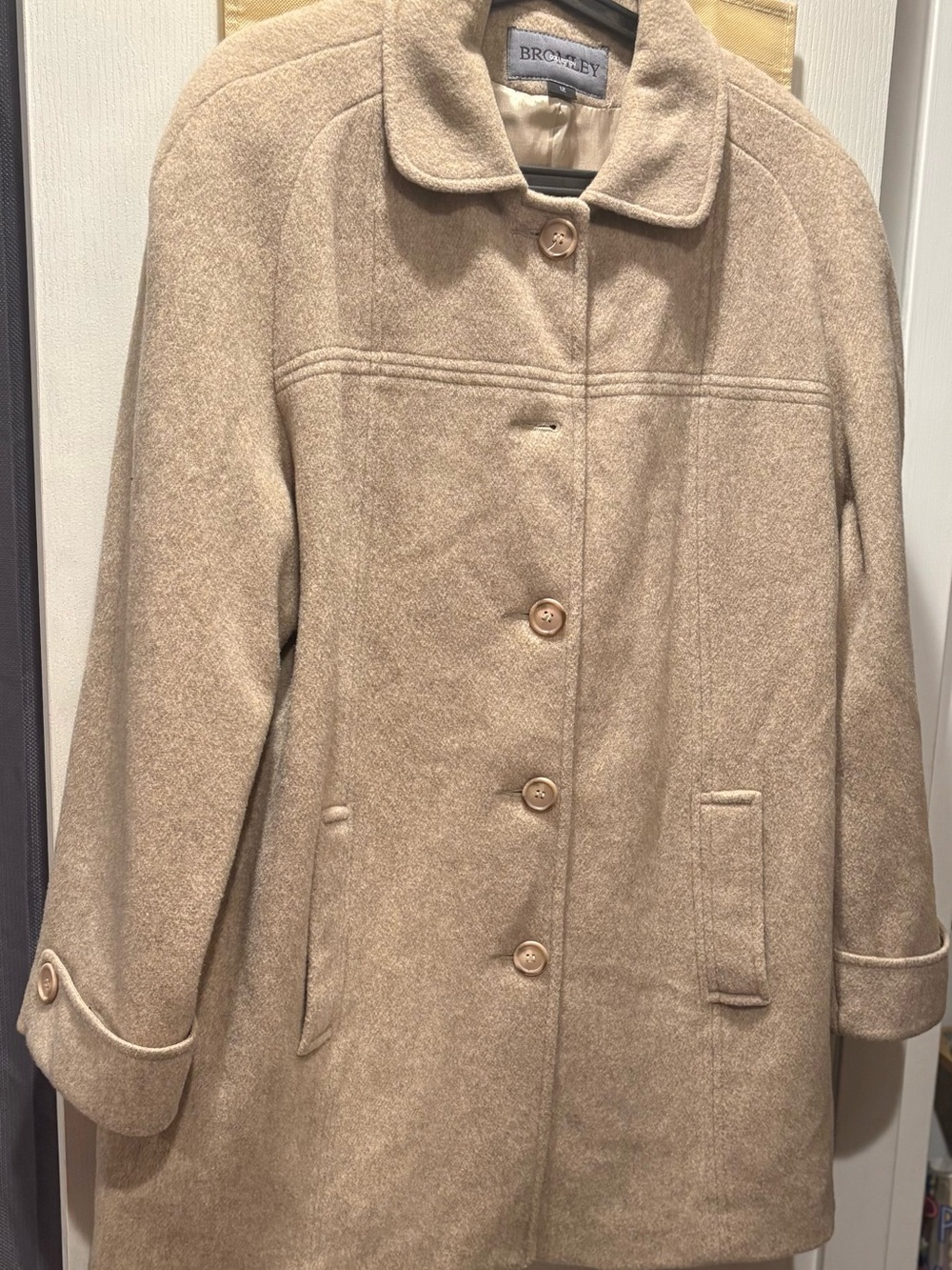 Bromley Women's Cream Wool Blend Pea Coat